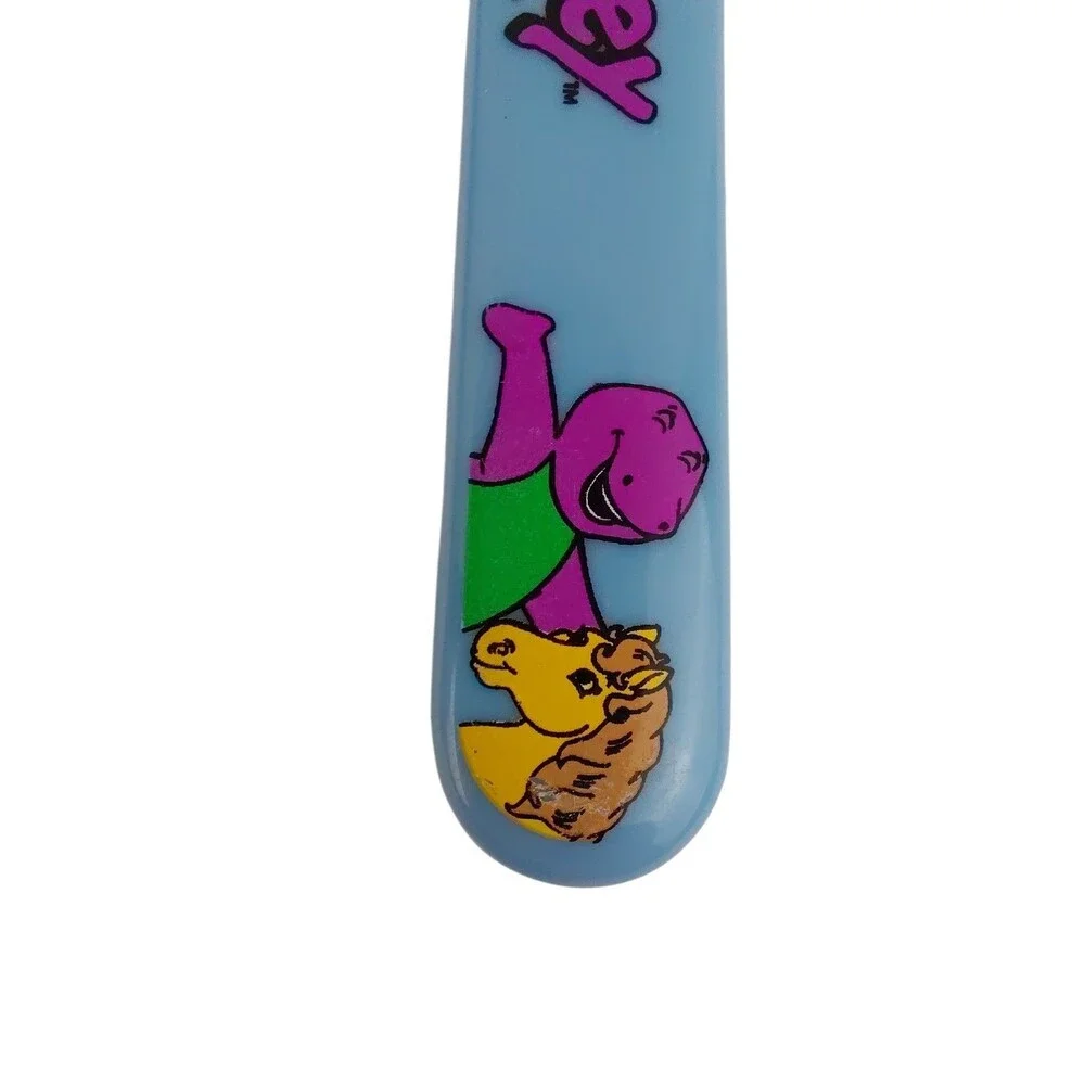 Vtg 1997 Barney The Dinosaur Blue Fork & Spoon Set Flatware